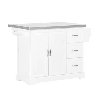 SoBuy Isla de cocina con tablero extensible mdf blanco