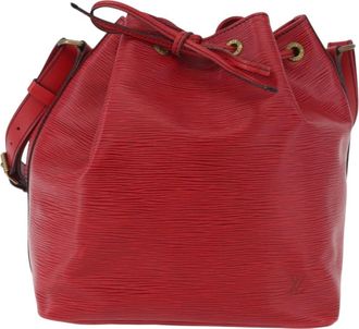 Louis Vuitton Petit Noe Monogram Canvas Red Leather Handbag (Pre-Owned)
