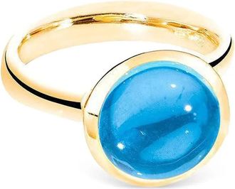 Tamara Comolli 18kt geelgouden Bouton Zwitserse ring met topaas - Blauw