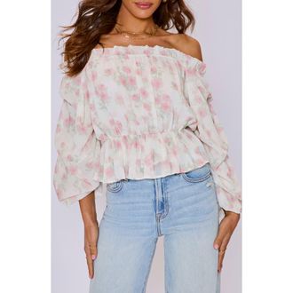 VICI Collection Blossom Off the Shoulder Top in Cream/Blush at Nordstrom, Size X-Small