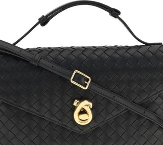 Bottega Veneta Womens Shoulder Bag Knot Lock Black-Brass Lambskin Leather Black/brass