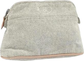 Herm&egrave;s Pre-owned Canvas Pouch - Dames - Vintage Clutch - Grijs - ONE Size - Leer - Vintage