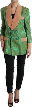 Dolce & Gabbana Bloemen dubbelrijige jas - Dames - Blazers - Groen - S - Katoen - Jassen