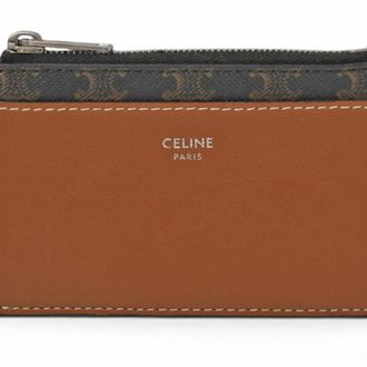 Celine Brown Leather Pvc Coated Canvas Coin Purse/Coin Case (Pre-Owned)
