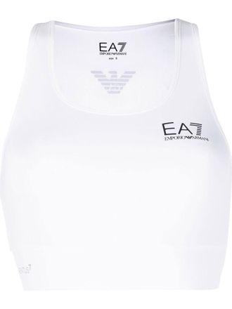Emporio Armani logo print sports bra - White