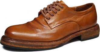 Generic Mens Round Toe Formal Shoes Lace Up Office Dress Shoes Low Block Heel Casual Shoes,Brown2,6.5 UK