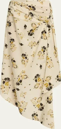 Isabel Marant Faniry Floral Asymmetric Silk Skirt