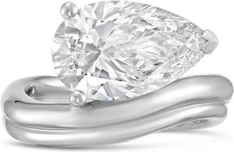 Diana M. Jewels Platinum Lab grown 10.00 ct pear cut diamond ring with a wavy band