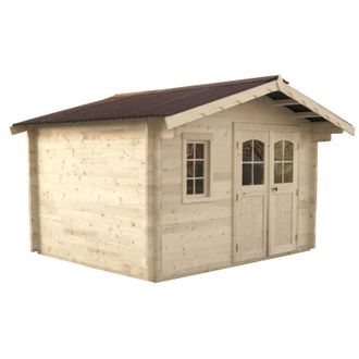 Foresta Casetta da giardino in legno abete 350x350 cm - Spessore pareti 42 mm - Tetto bitumato rosso - Porta vetrata - NAN3535.02N Foresta