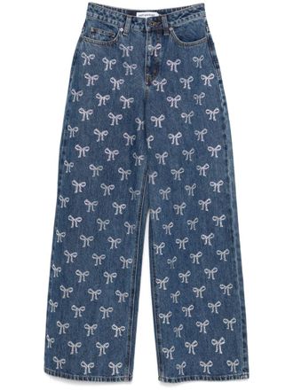 Self Portrait Jeans con strass e fiocchi - Blu