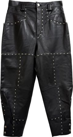Isabel Marant Viamao Studded Tapered Pants in Black Leather