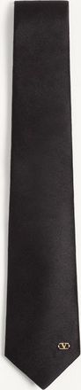 Valentino Garavani Cravatta Valentie In Seta Con Dettaglio VLogo Signature Uomo NERO/ORO UNI