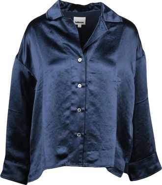 Bellerose Satijnen Blouse - Dames - Overhemden - Blauw - XS - Satijn - Overhemden