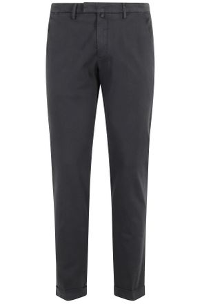BRIGLIA 1949 Anthracite Gray Flat-Front Cuffed Cotton Straight-Leg Pants