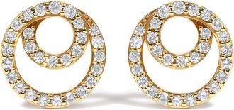 House of Brilliance 14K Yellow Gold 3/8 Cttw Diamond Double Circle Stud Earrings at Nordstrom