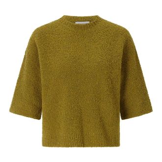 Rich & Royal 2609 Giro O Manica Corta Maglione Boucl&eacute; Cropped - - Knitwear - Donna - Verde - XS