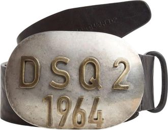 Dsquared2 Brown Logo Buckle Solid Belt