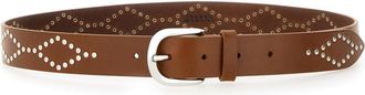 Isabel Marant Liliana Studded Diamond Pattern Slim Leather Belt