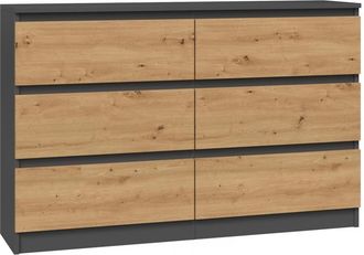 Topeshop Milan - C&oacute;moda De Dormitorio Amplia 6 Cajones - 30x120x77cm - Estilo Escandinavo - Armario De Almacenamiento