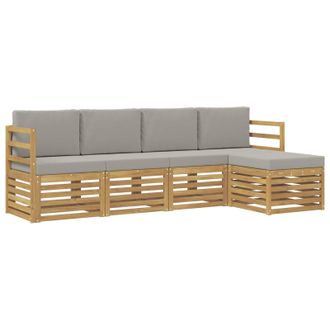 vidaXL Conjunto De Sof&aacute;s De Exterior 5 Pcs Blanco Y Gris Claro Vidaxl