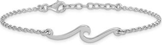 Diamond2Deal Sterling Silver Rhodium-plated Polished Wave 7 +1in Bracelet