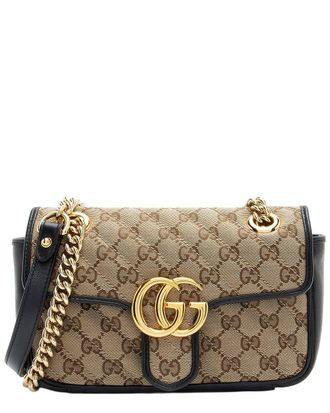 Gucci Beige Matelasse Gg Canvas Gg Marmont Small Flap Bag (Authentic Pre- Loved)