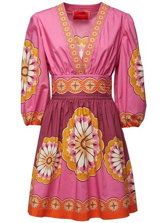 La DoubleJ Margherita V-neck flared dress - Pink