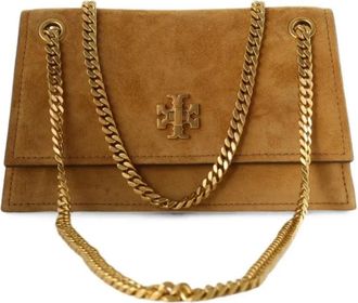 Tory Burch Mini Kira Turnlock Suede Schoudertas - Dames - Schoudertassen - Bruin - ONE Size - Katoen - Tassen
