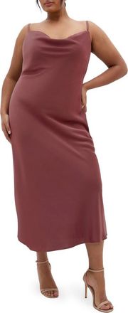 City Chic Satin Slipdress in Chocolate Cherry at Nordstrom, Size Xs