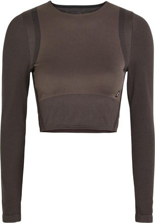 On Studio Ribbed-jacquard Stretch-knit Crop top - Brown - S (UK8-10 / S)