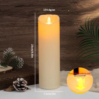 OEM Velas, 1 Unidad, Vela Exterior Impermeable Con Luz Led, Inal&aacute;mbrica Y Segura, 7,5 X 25 Cm, Vela Led Intermitente, Pl&aacute;stico (pilas No Incluidas)