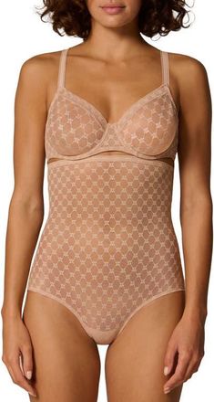 Simone P&eacute;r&egrave;le Plume Embroidered Molded Underwire Bra in Peau Rose at Nordstrom, Size 32C