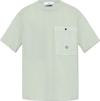 Stone Island Tops, Heren, Groen, XL, Katoen, T-Shirt Met Zak