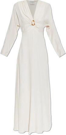 Forte_Forte Jurk met lange mouwen - Dames - Maxi kleedjes - Beige - S - Kleedjes