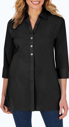 Foxcroft Pamela Non-Iron Stretch Tunic in Black at Nordstrom, Size 12 P