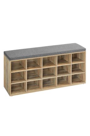 MID.YOU Mid.you Schuhbank, Braun, Grau, Textil, Holzwerkstoff, F&uuml;llung: Schaumstoff, 105x48x30 cm, Abstellfl&auml;che, Garderobe, Garderobenb&auml;nke, Schuhb&auml;nke