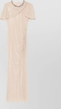 Self Portrait sleeveless rhinestone-embellished draped maxi dress