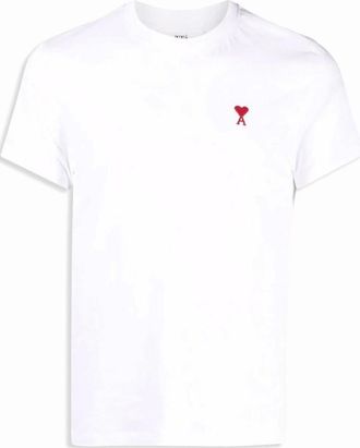 Ami Mens Mens White Ami Paris Ami De Coeur Slim Fit T-Shirt - Size: 42