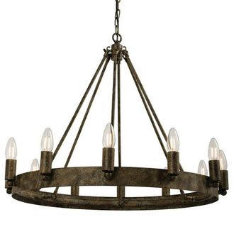 Loops 12 Light Ceiling Pendant Distressed Aged Metal Candle Ring Hanging Feature Lamp