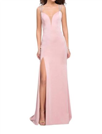 La Femme Sweetheart V Neckline Gown In Blush
