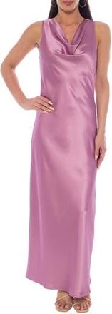 Marina Rossini Cowl Neck Satin Maxi Dress in Rose at Nordstrom Rack, Size X-Large