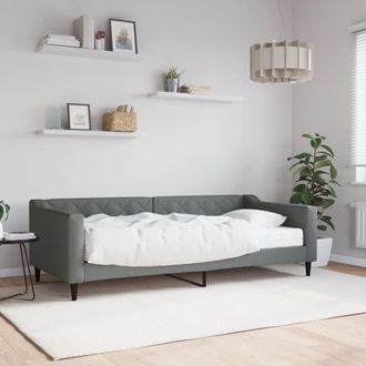 vidaXL Sof&aacute; Cama Con Colch&oacute;n Tela Gris Oscuro 90x200 Cm Vidaxl