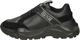 Versace Jeans Couture Lage leren sneakers met uitneembare binnenzool - Heren - Sneakers - Zwart - 44 EU - Leer - Schoenen