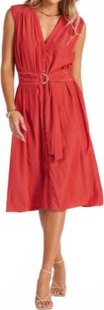 Bishop + Young Satin Belted Dress In Hibiscus