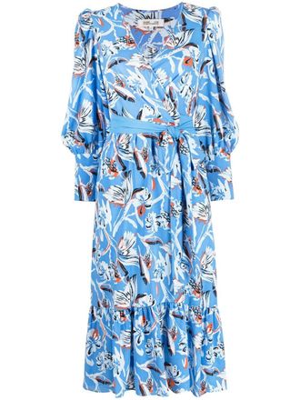 Diane Von F&uuml;rstenberg floral-print midi-dress - Blue