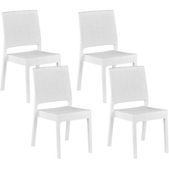 Beliani Beliani - Set di 4 Sedie da Giardino Impilabili in Rattan Bianco Fossano