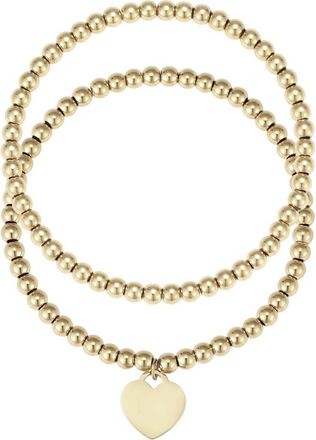 Adornia Set of 2 Beaded Heart Bracelets in Gold at Nordstrom Rack