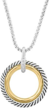 Effy Two-Tone Pav&eacute; Diamond Open Circle Pendant Necklace in Gold at Nordstrom Rack, Size 18