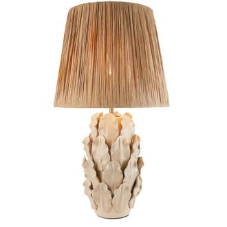 Netlighting Layered Leaf Ivory Table Lamp Raffia Raffia Shade 32cm B22 in Beige