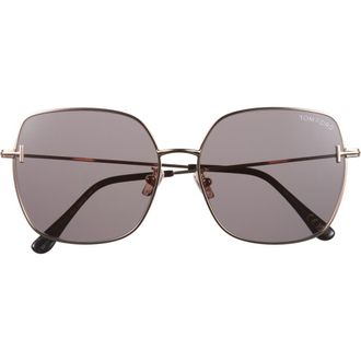 Tom Ford 59mm Square Gradient Sunglasses in Shiny Rose Gold /Smoke at Nordstrom Rack
